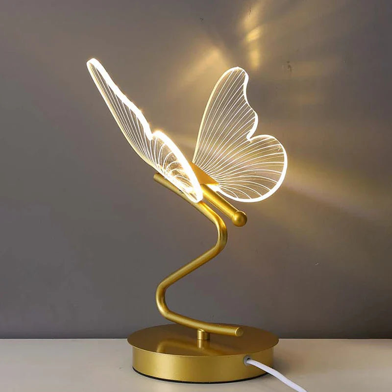 Lumora – Elegant LED Butterfly Table Lamp with Golden Base