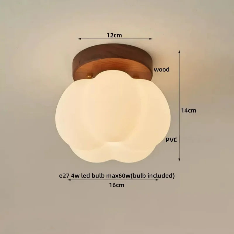 LumoPumpkin – Nordic Pumpkin Glass Ceiling Light with Wooden Base