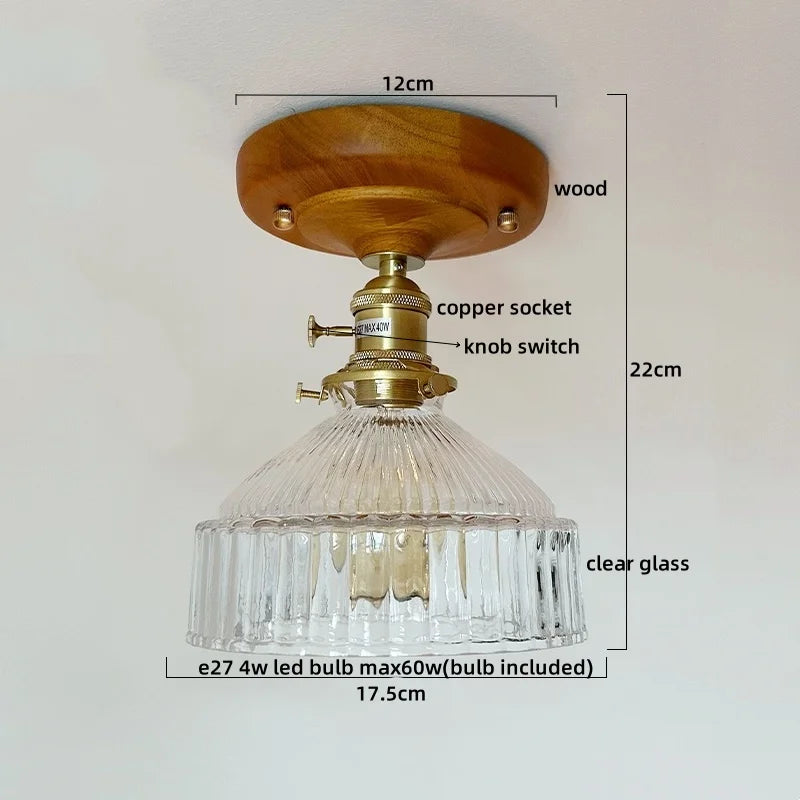 LumoPumpkin – Nordic Pumpkin Glass Ceiling Light with Wooden Base
