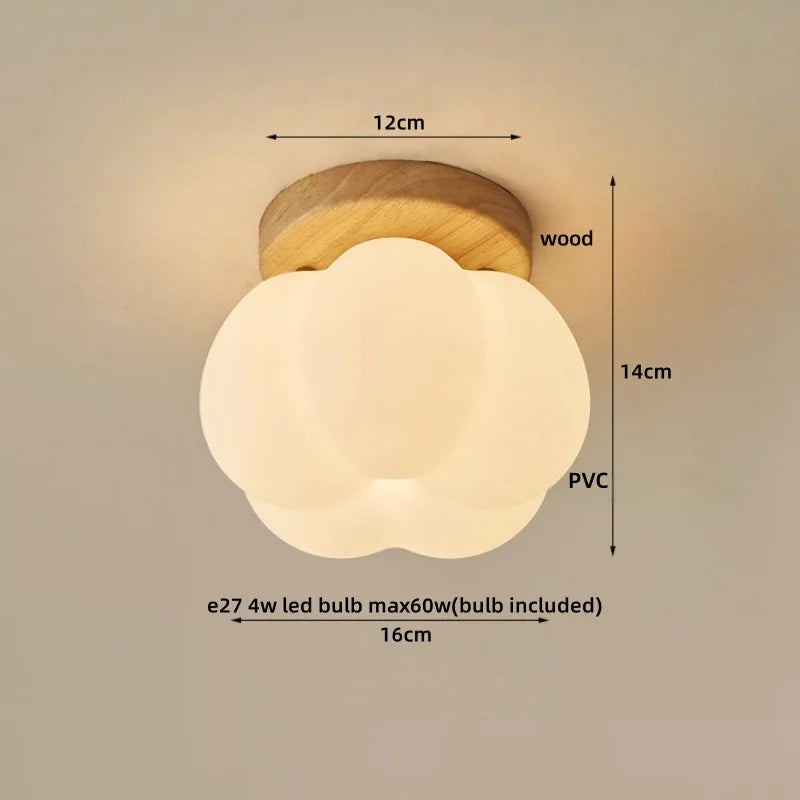 LumoPumpkin – Nordic Pumpkin Glass Ceiling Light with Wooden Base