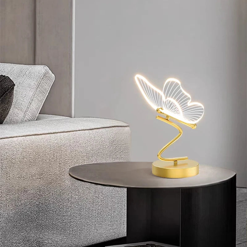 Lumora – Elegant LED Butterfly Table Lamp with Golden Base