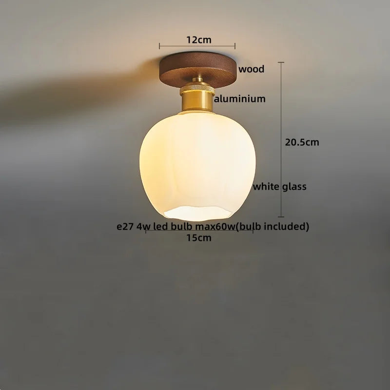 LumoPumpkin – Nordic Pumpkin Glass Ceiling Light with Wooden Base