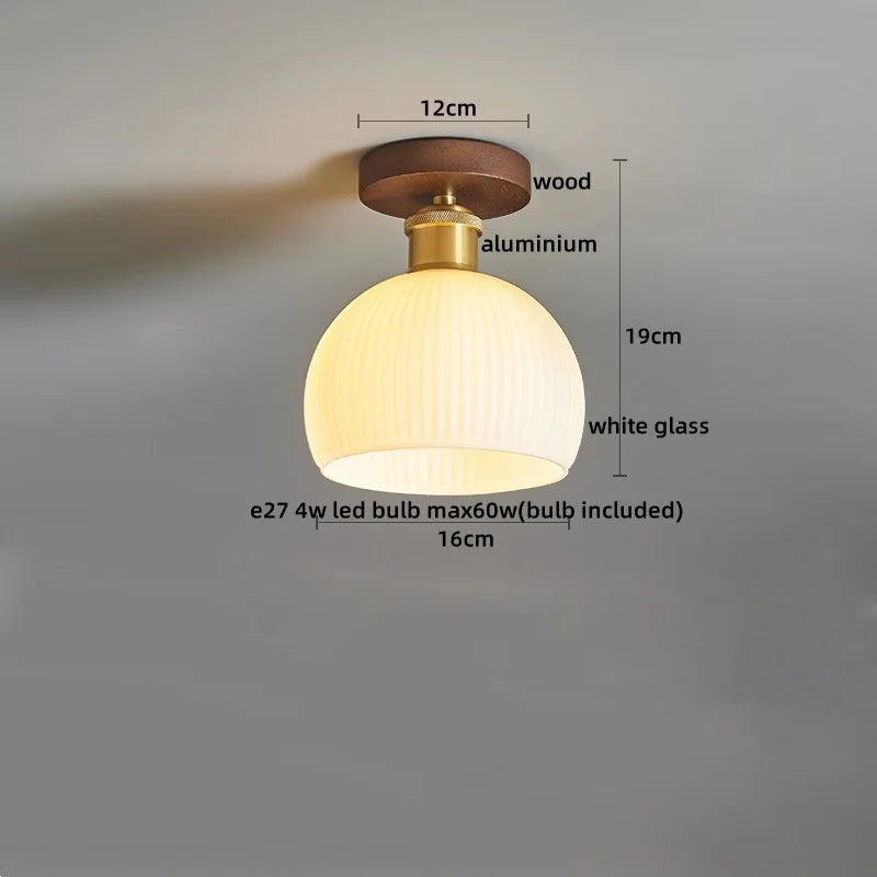 LumoPumpkin – Nordic Pumpkin Glass Ceiling Light with Wooden Base