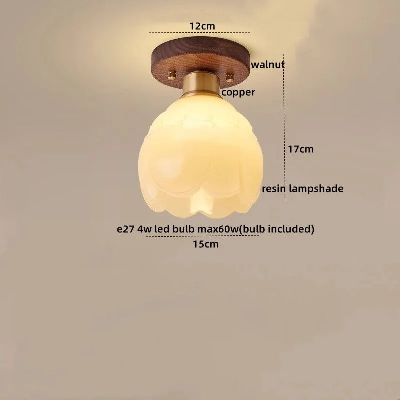 LumoPumpkin – Nordic Pumpkin Glass Ceiling Light with Wooden Base