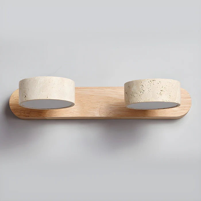 LumaStone – Nordic Travertine & Wood LED Wall Lamp