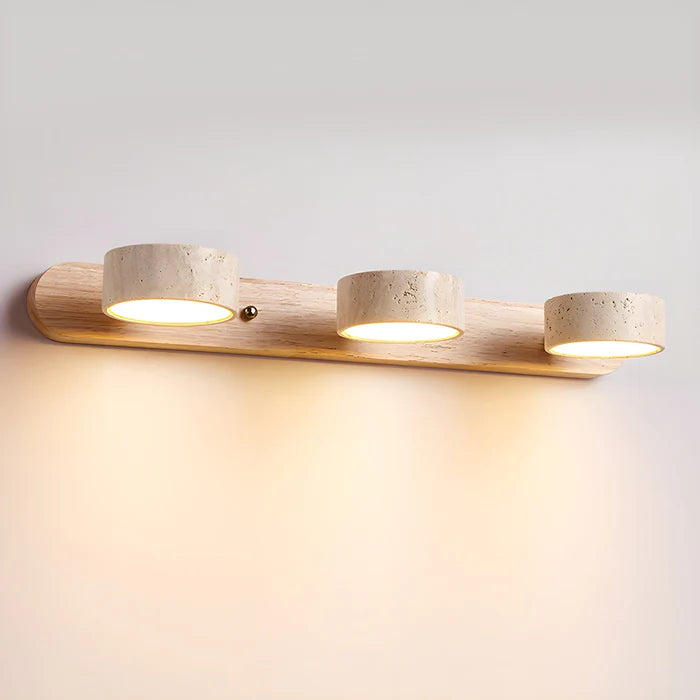 LumaStone – Nordic Travertine & Wood LED Wall Lamp