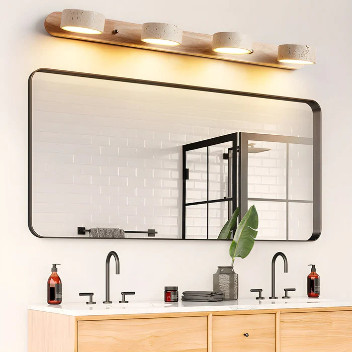LumaStone – Nordic Travertine & Wood LED Wall Lamp
