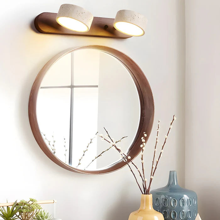 LumaStone – Nordic Travertine & Wood LED Wall Lamp
