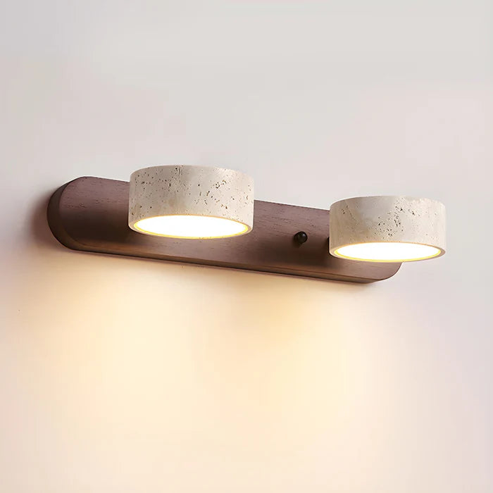 LumaStone – Nordic Travertine & Wood LED Wall Lamp