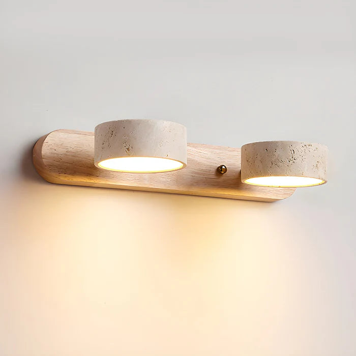 LumaStone – Nordic Travertine & Wood LED Wall Lamp