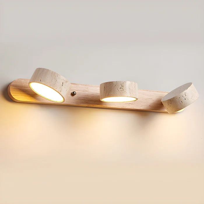 LumaStone – Nordic Travertine & Wood LED Wall Lamp