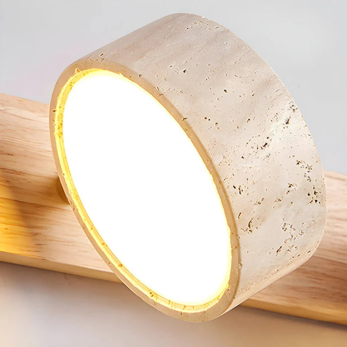 LumaStone – Nordic Travertine & Wood LED Wall Lamp