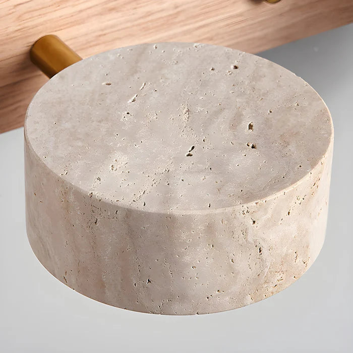 LumaStone – Nordic Travertine & Wood LED Wall Lamp