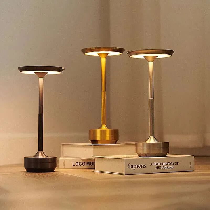 LumoRetro – Wireless Dimmable Retro LED Table Lamp | Metal & Portable