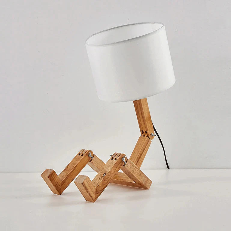 LumoLeg – Adjustable Wooden Desk Lamp with Fabric Shade