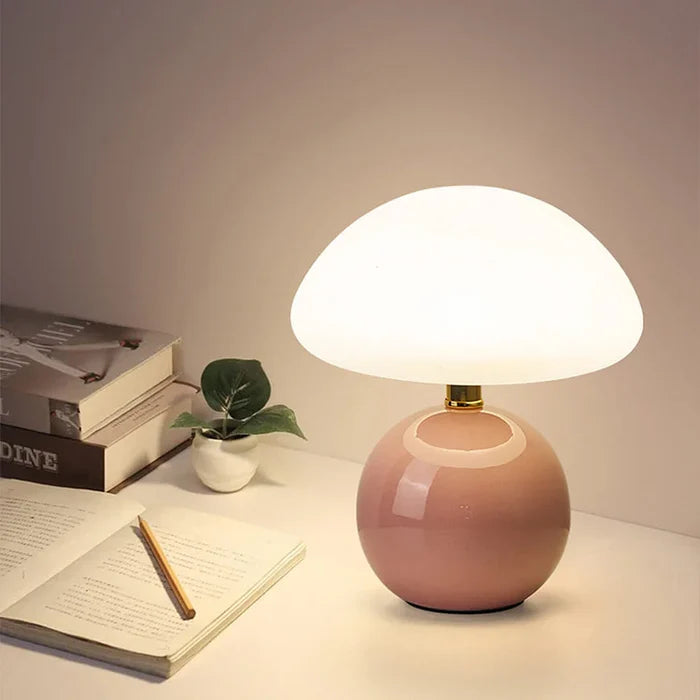 LumoSphere – Retro Ceramic Mushroom Table Lamp