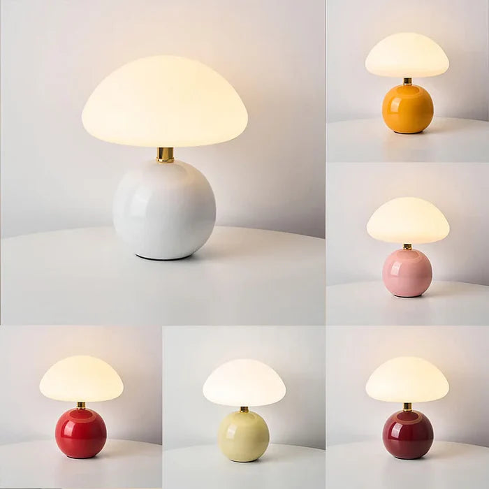LumoSphere – Retro Ceramic Mushroom Table Lamp