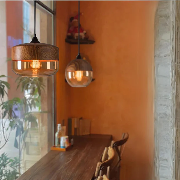 NordLuma – Scandinavian Wooden & Glass Pendant Light