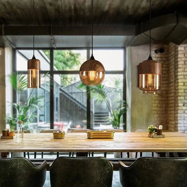 NordLuma – Scandinavian Wooden & Glass Pendant Light