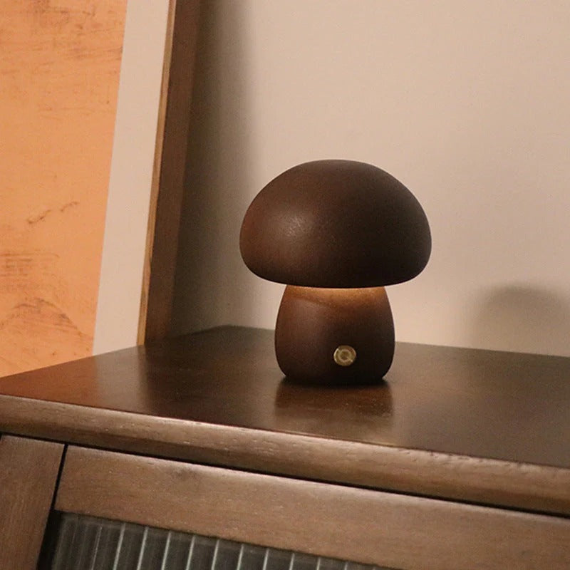 MiloGlow – Wooden LED Mushroom Table Lamp