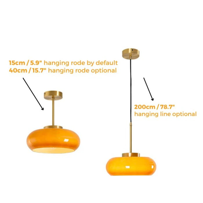 AmberDome – Vintage Semi Flush Ceiling Light with Orange Glass Dome
