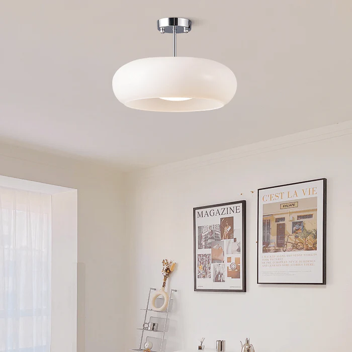 AmberDome – Vintage Semi Flush Ceiling Light with Orange Glass Dome