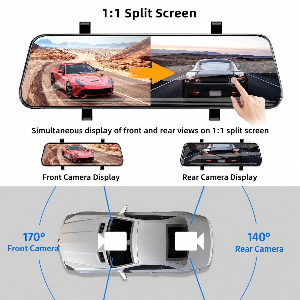 Bricodil – 10" Touchscreen Rear View Mirror Dash Cam