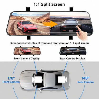 Bricodil – 10" Touchscreen Rear View Mirror Dash Cam
