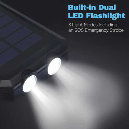SunVault – 10,000mAh Solar Power Bank with Dual LED Flashlight