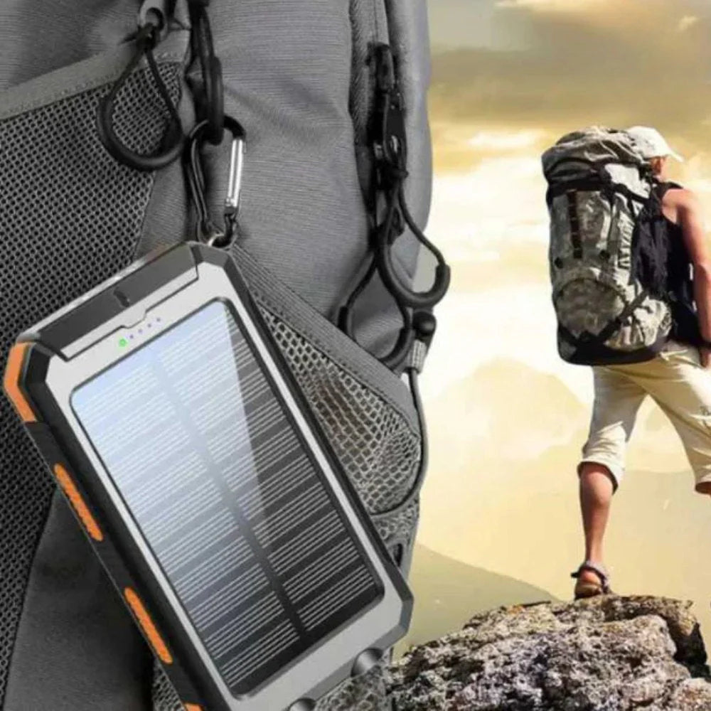 SunVault – 10,000mAh Solar Power Bank with Dual LED Flashlight