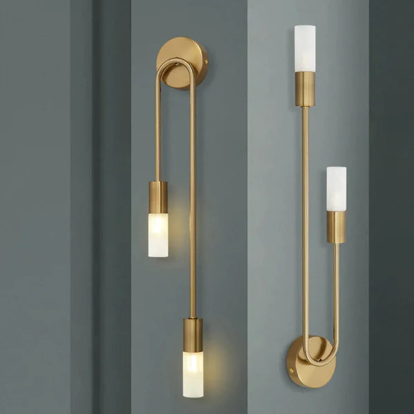 Velora – Modern Gold LED Wall Lamp with Dual Light Tubes
