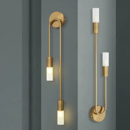 Velora – Modern Gold LED Wall Lamp with Dual Light Tubes