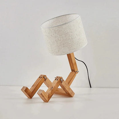 LumoLeg – Adjustable Wooden Desk Lamp with Fabric Shade