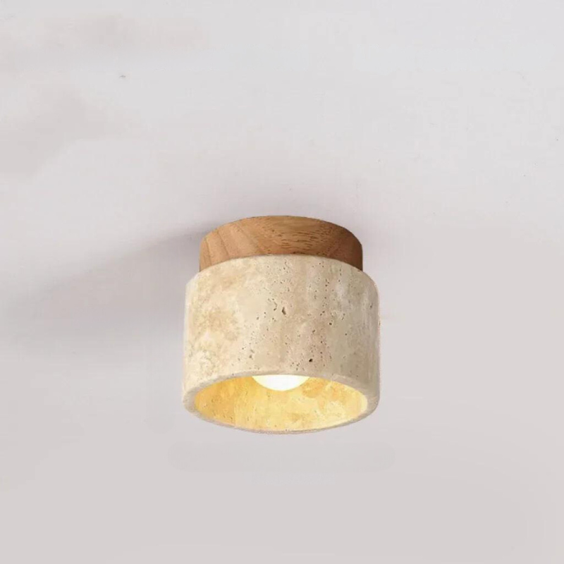 StoneAura – Modern Travertine Ceiling Light