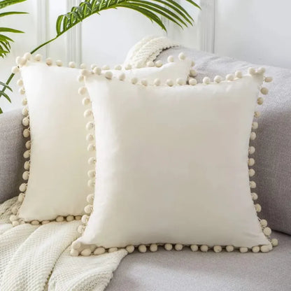 Zola – Elegant Pom-Pom Edge Cushion Cover for Modern Sofa & Living Room Décor