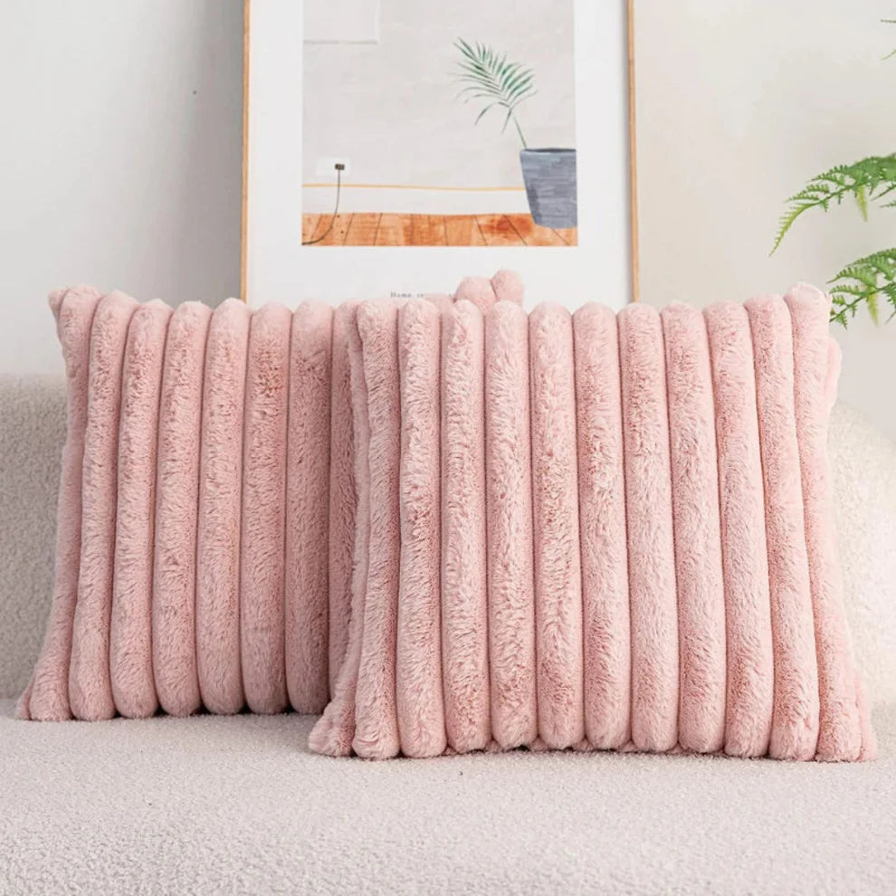 Zlina – Ultra-Soft Ribbed Plush Cushion Cover for Modern Sofa & Bedroom Décor