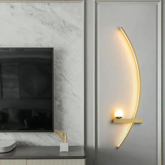 Lunaris – Modern LED Wall Lamp with Shelf & Arc Design