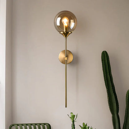 Solarya – Art Deco Brass Globe Glass Wall Lamp