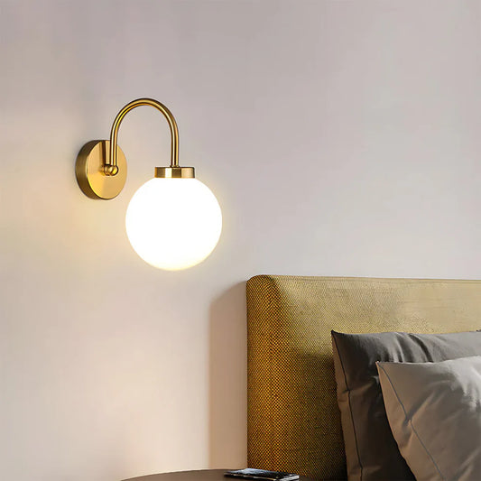 Aurevia – Modern Brass Globe Glass Wall Lamp