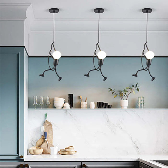 LumoJoy – Creative Iron Pendant Light with Playful Doll Design