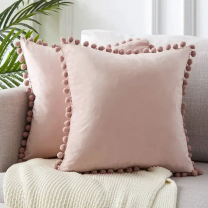 Zola – Elegant Pom-Pom Edge Cushion Cover for Modern Sofa & Living Room Décor