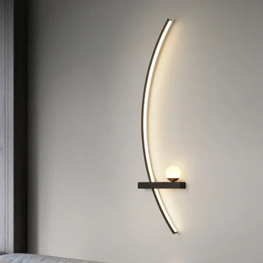 Lunaris – Modern LED Wall Lamp with Shelf & Arc Design
