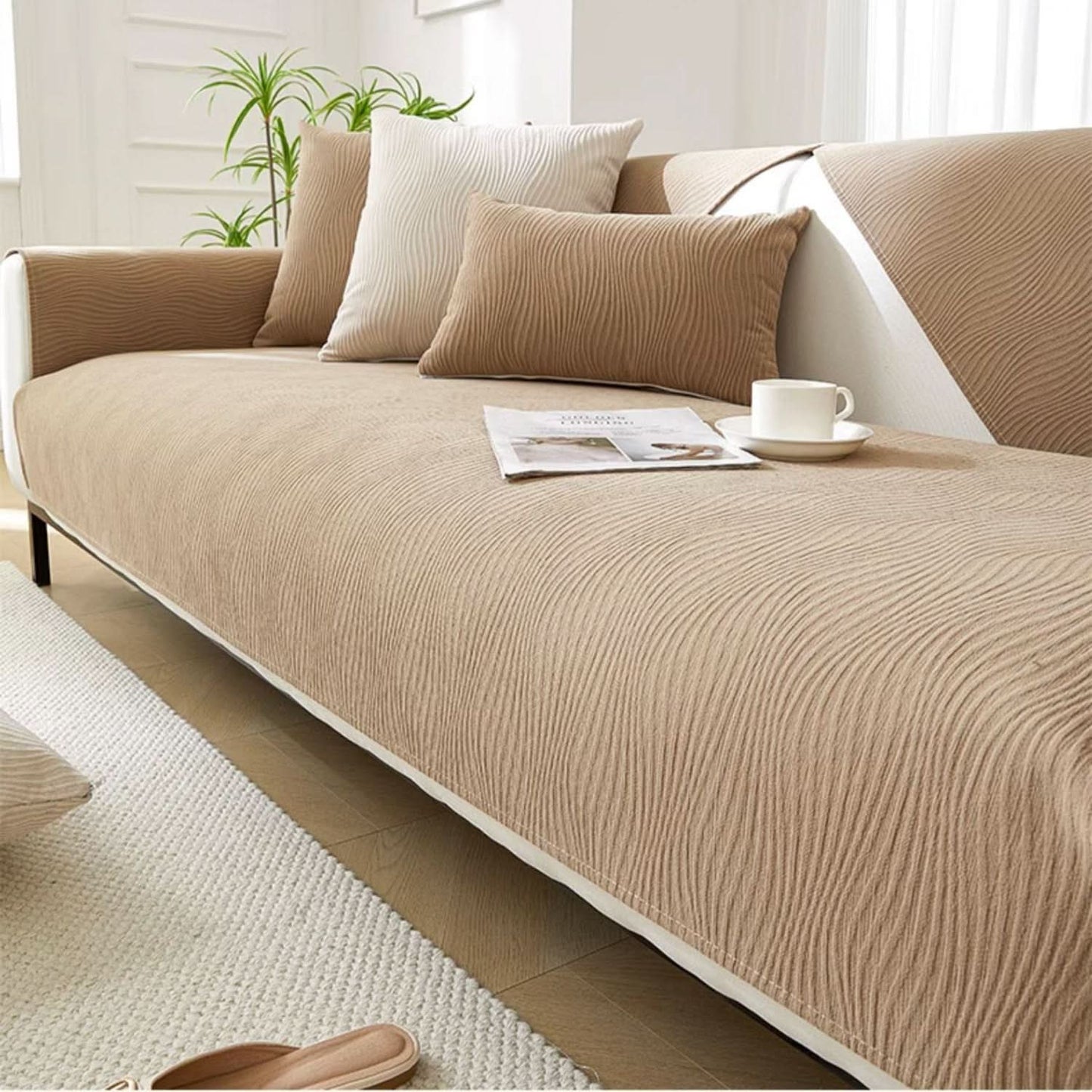 Enne – Luxury Chenille Sofa Cover with Anti-Slip Bottom