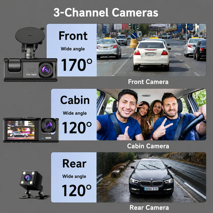 Bricodil – Triple Channel Dash Camera with Parking Monitor