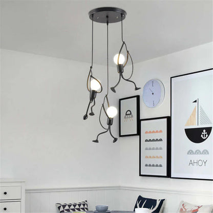 LumoJoy – Creative Iron Pendant Light with Playful Doll Design
