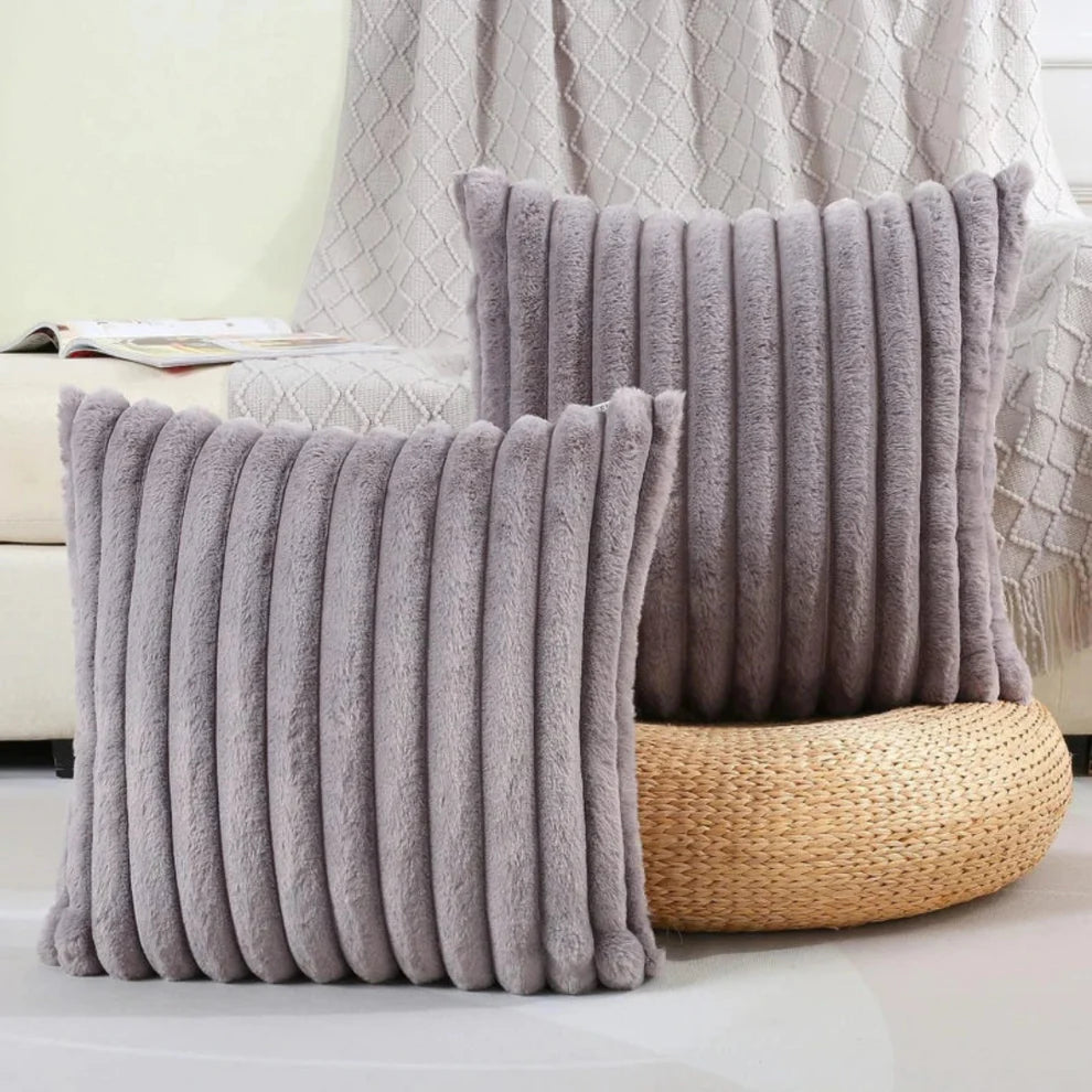 Zlina – Ultra-Soft Ribbed Plush Cushion Cover for Modern Sofa & Bedroom Décor