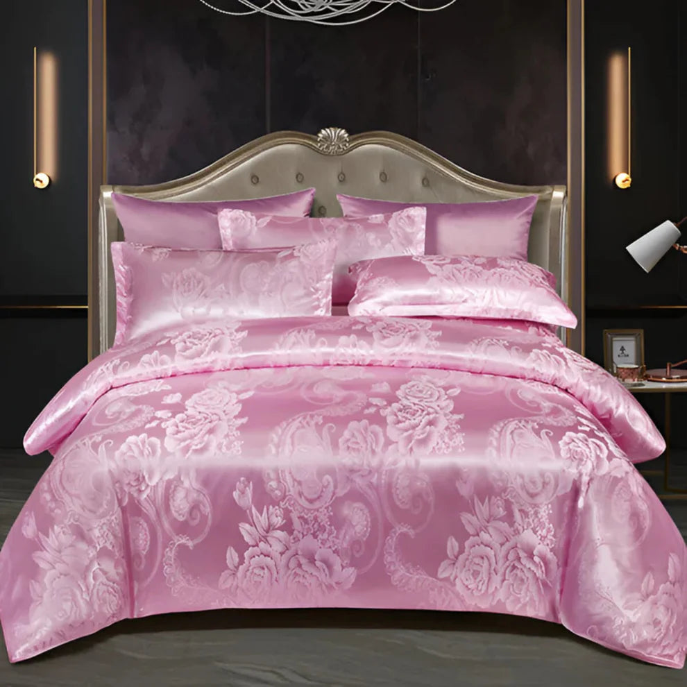 Velura – Luxury Satin Jacquard Bedding Set with Floral Pattern