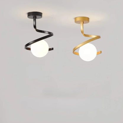 SpiraLux – Modern Spiral LED Ceiling Light with Glass Globe