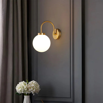 Aurevia – Modern Brass Globe Glass Wall Lamp