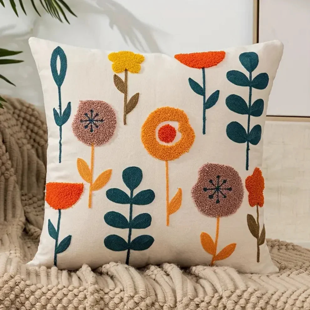 Loxi – Embroidered Floral Cushion Cover for Modern Sofa & Living Room Décor